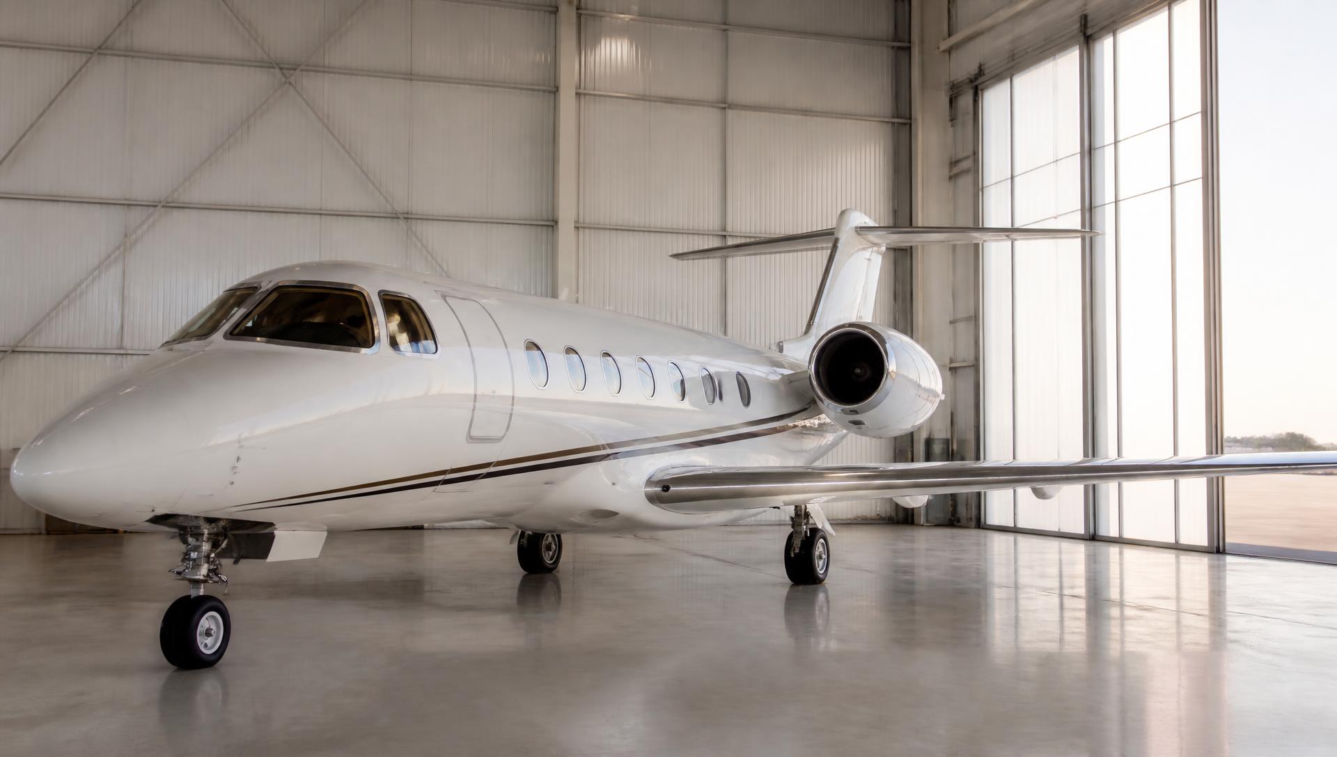 Business Jet im Hangar